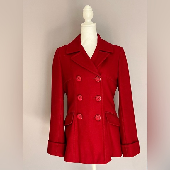 Jackets & Blazers - ❌SOLD❌Vintage Red Wool Double Breasted Peacoat Jacket Women’s Size Medium Coat